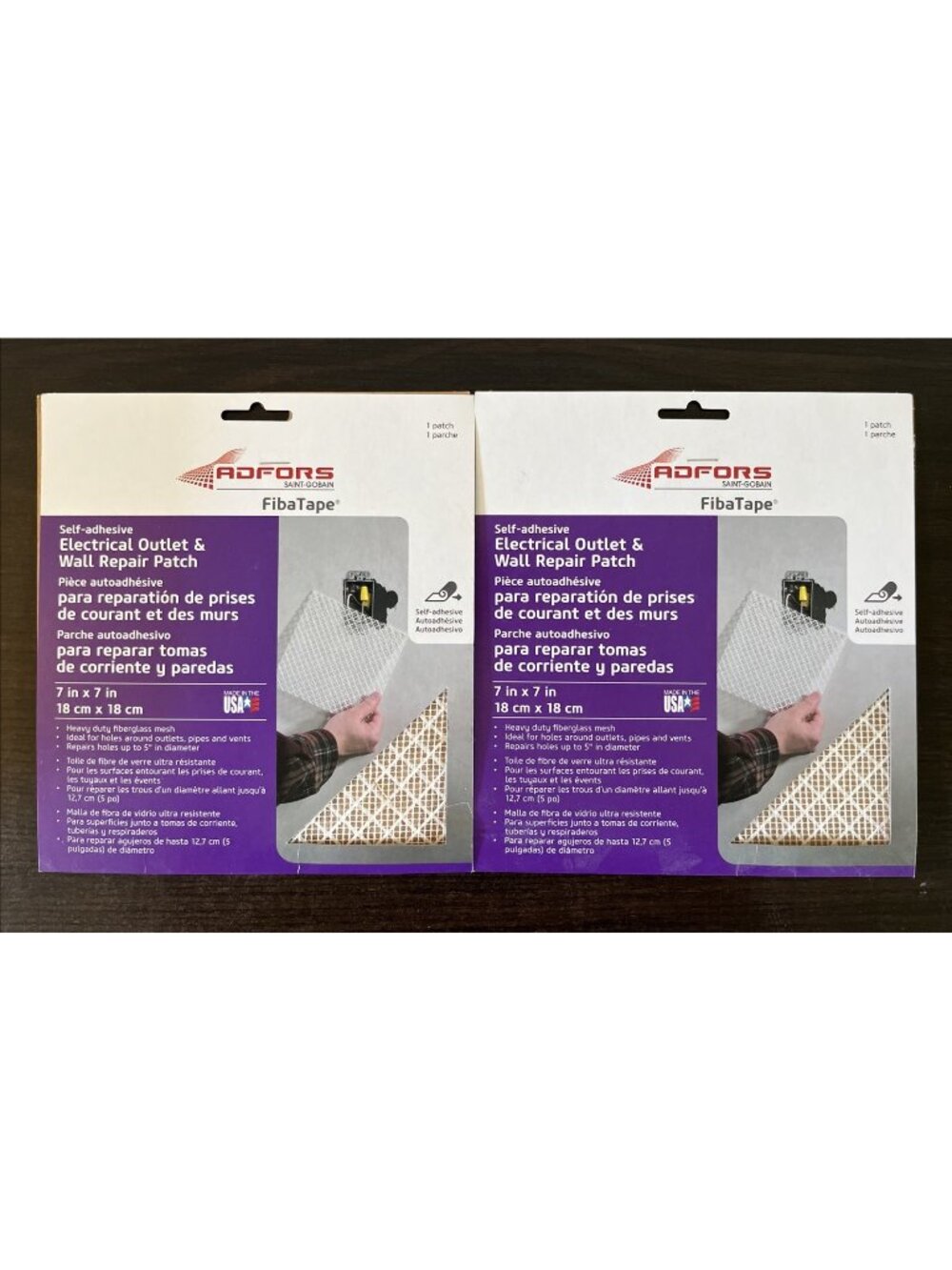 FibaTape Self-Adhesive Electrical Outlet & Wall Repair Patch Set Of Two